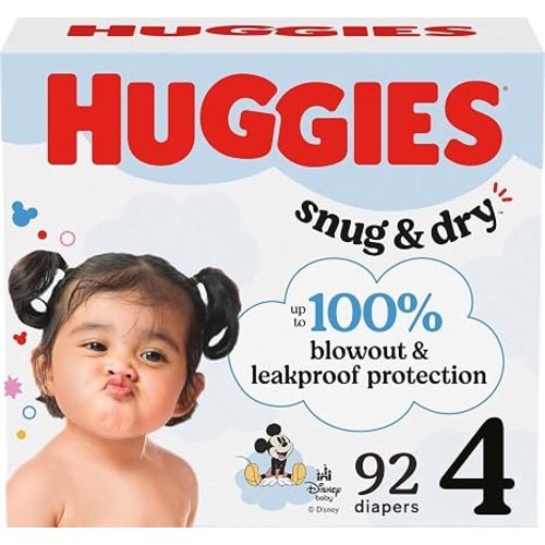 Huggies Size 4 Diapers, Snug & Dry Baby Diapers, Size 4 (22-37 lbs), 186 Count (6 Packs of 31), Packaging May Vary