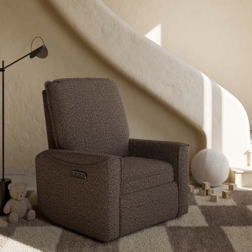 Storkcraft Santos Deluxe Nursery Power Recliner Swivel Glider, Mountain Brown Boucle