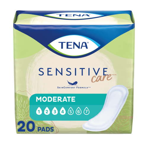 Tena Sensitive Care Moderate Absorbency Regular Length Incontinence Pads for Women, 20 Count