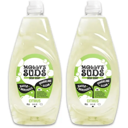 Molly's Suds Liquid Dish Soap | Clean, Simple Ingredients | Extra Scrubbing Power | Citrus Scent, 24 oz - 2 Pack
