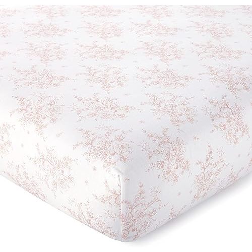 Levtex Baby - Heritage Crib Fitted Sheet - Fits Standard Crib and Toddler Mattress - Floral - Blush and White - Nursery Accessories - 100% Cotton