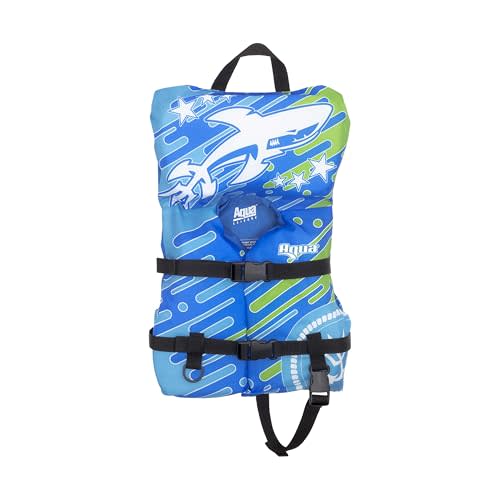 Oceans7 US Coast Guard Approved Infant Life Jacket 8-30 lbs – Type II PFD Flex-Form Chest Personal Flotation Device, Blue/White