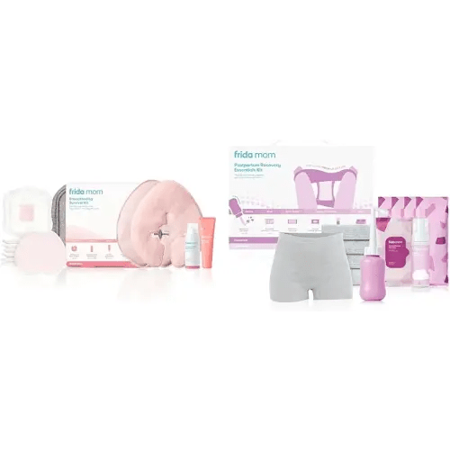 Frida Mom Breastfeeding & Postpartum Essentials Bundle: Nursing Survival Kit & Postpartum Recovery Set - Gift Set with Reusable Breast Relief Packs, Nipple Care, Perineal Healing, and More