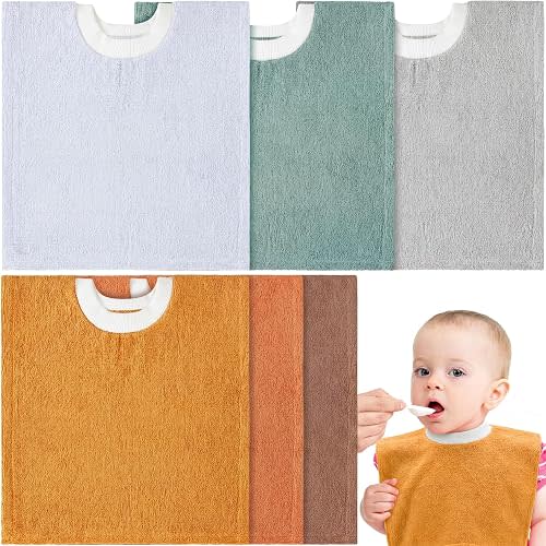 Foaincore 6 Pcs Pullover Baby Bibs Cotton Terry Toddler Absorbent Infant for Feeding and Drooling Towel Bib (Novel Colors)