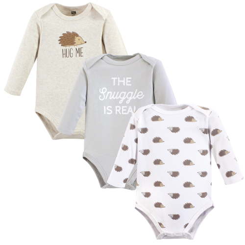 Luvable Friends Hudson Baby Long-Sleeve Bodysuits 3pk, Forest Hedgehog, 6-9M