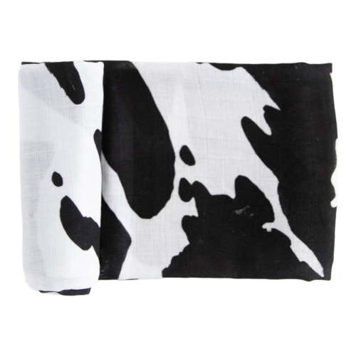 Red Rovr 100% Organic Cotton Muslin Infant Swaddle Blanket, Large, Unisex, Moo Cow