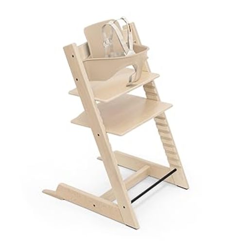 Stokke Tripp Trapp High Chair 2, Natural - Includes Chair + Baby Set with Removable Harness for Children 6-36 Months - Adjustable, Ergonomic & Easy to Clean