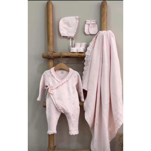 Knitted Custom Embroidered Cotton Baby Bodysuit Set: Newborn Outfit