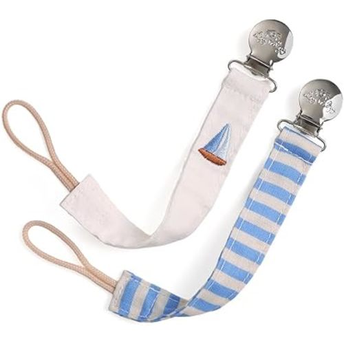 Itzy Ritzy Fabric Pacifier Strap, Pacifier Clip Set of 2 (Boat Stripe)