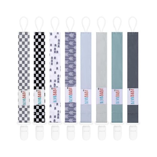 ALVABABY Pacifier Clips 8 Pack Pacifier Binky Paci Holder Leashes for Teethers 8DP16A