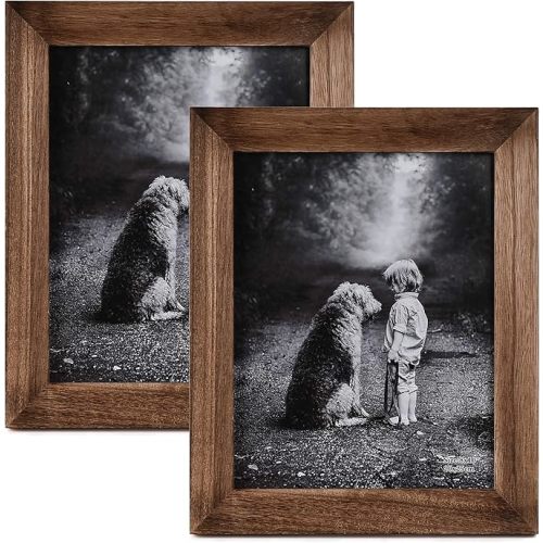 Yaetm-8x10 Picture Frame, Natural Solid Wood Photo Frame Display for Tabletop And Wall High Definition Glass Carbonized Black(2 pack)