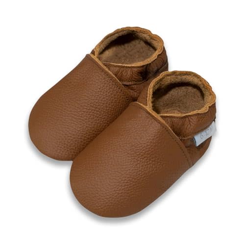 Basrakids Leather Baby Shoes Boys Girls Moccasins Infant Toddler Slippers Soft Sole Anti-Slip Baby Walking Crib Shoes
