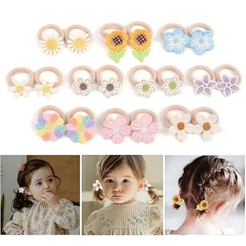 20 Pcs Toddler Hair Ties, Girls Hair Accessories Baby Hair Bows Cute Flower Hair Ties Little girls Hair Accessories for Thick Hair, Candy Colors