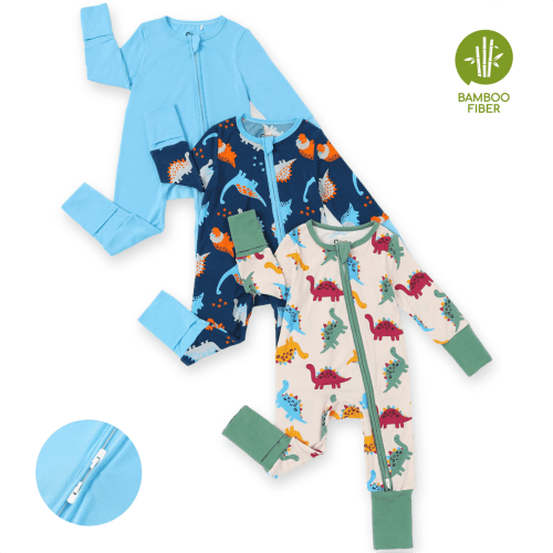 PatPat Baby Boy Sleepers, 3-6 Months, Bamboo Viscose Dinosaur Pajamas