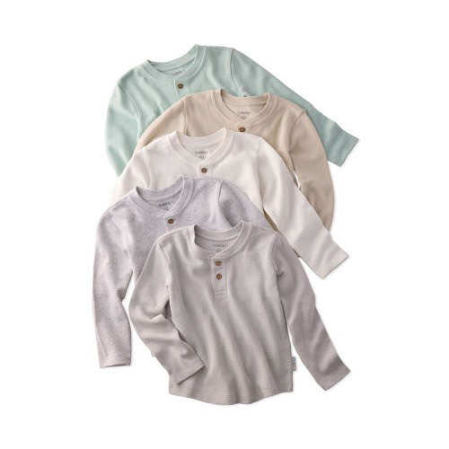 Kids' Payton Assorted 5-Pack Long Sleeve Organic Cotton Waffle Henley T-Shirts
