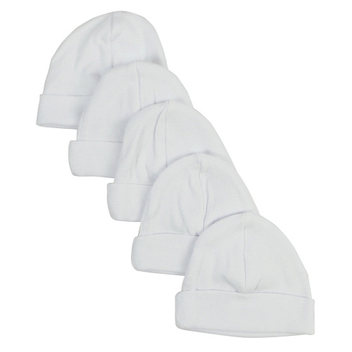 Bambini Infant White Baby Cap Hat, 100% Cotton, Pack of 5