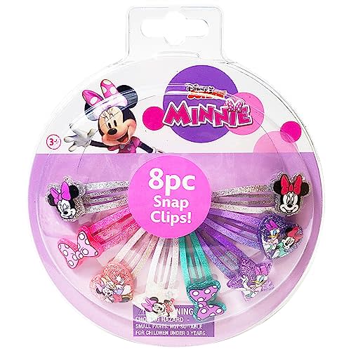 Disney Minnie Kids Hair Clips for Girls Snap Clips 8 Pack Multi Color Ages 3+