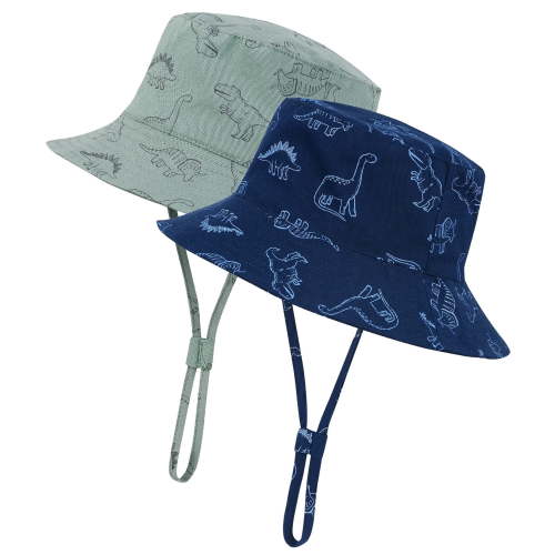 Zando 2 Pcs Baby Sun Hat Wide Brim UPF 50+ Sun Protection Hats for Toddlers Sombrero Bucket Hat Adjustable for Baby Boys and Grils 2 Pack Dinosaur Green Dinosaur Navy 6-12 Months