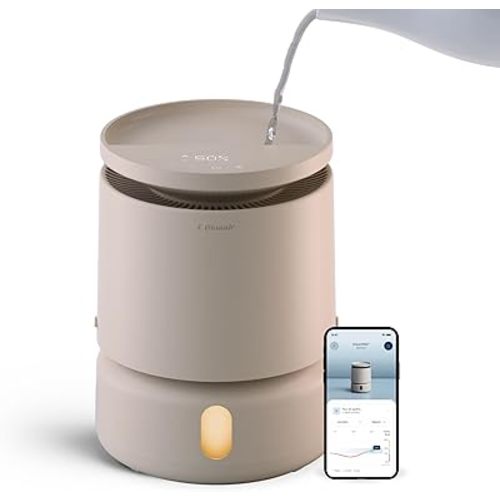 BLUEAIR Room Humidifier - DreamWell - 48Hr Top-Fill Mist-Free InvisibleMist Technology Aroma Stone for Essential Oils and Soothing Mood Lighting - Quiet Operation for Bedroom and Home Use, Beige