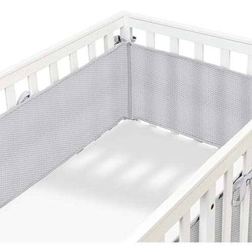 4 Side Covers Mesh Crib Liner, Soft Crib Padding for Sides,Provide All-Round Protection,Protector for Sides,Suitable for Full-Size Cribs.(522-Light Gray)