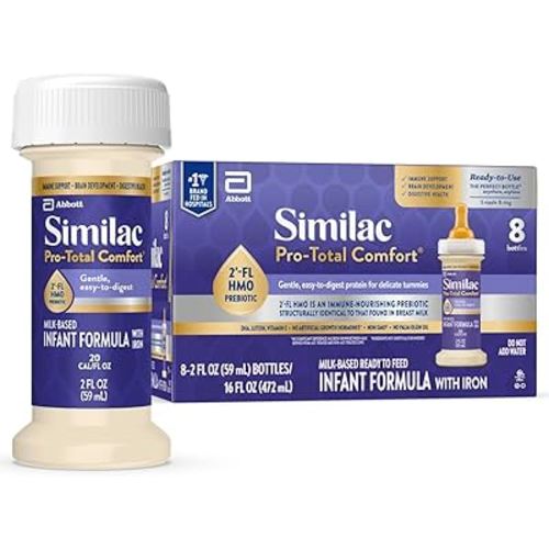 Similac Pro-Total Comfort Infant Formula With Iron, Gentle, Easy-to-Digest Formula, Has 2'-FL HMO for Immune Support, Non-GMO, Ready-to-Feed Baby Formula, 2-fl-oz Bottle, Pack of 8