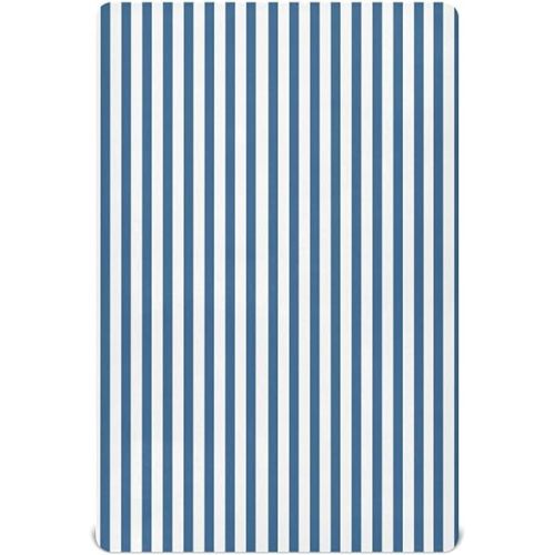 Blue White Stripes Crib Sheets for Boys Girls Soft Breathable Mini Crib Sheets for Baby 52" x 28"