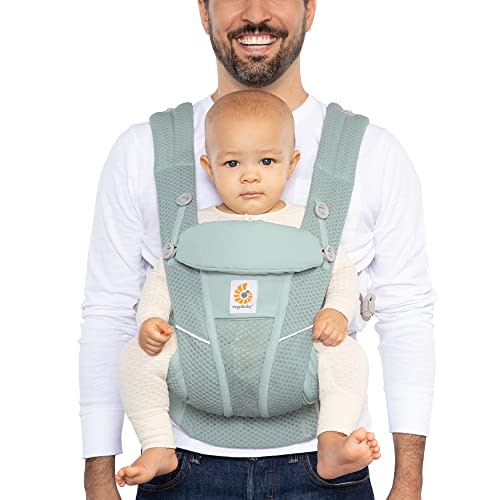 Ergobaby All Carry Positions Breathable Mesh Baby Carrier with Enhanced Lumbar Support & Airflow (7-45 Lb), Omni Breeze, Sage Green