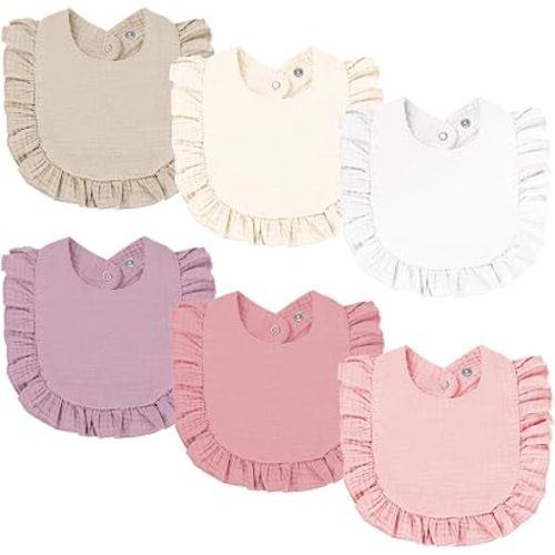 Oiomniv Muslin Baby Bibs, 6 Pack Adjustable Bandana Bibs for Babies 0-36M