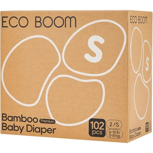 ECO BOOM Diapers, Viscose from Bamboo Diapers, Natural Soft Disposable Nappies for Infant, Size 2 Suitable for 6 to 16lb (Small - 102 Count)