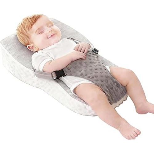 Baby Wedge Pillow Bassinet Wedge Reflux,Baby Lounger Nest Milk Anti-spit Flat Head Prevention Nursing Pillow Sleeper Infant Feeding Natural Incline Pillow (Gray, 55x40cm)