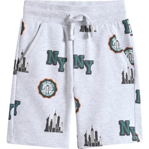 Kids' NYC Skyline Stretch Cotton Fleece Drawstring Shorts, 3T