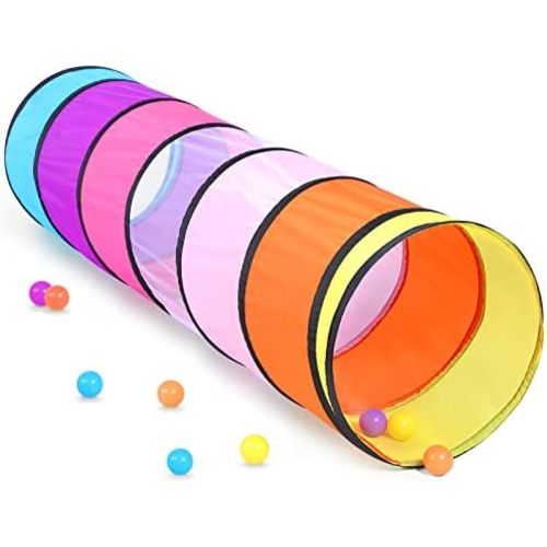 Colorful Play Tent Tunnel for Babies, Toddlers, Kids - with Mesh Windows, Indoor Outdoor Pop Up Tunnel Toy Gift