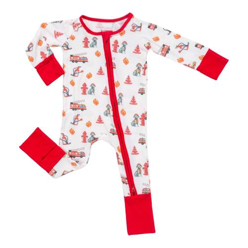 Firehouse Fido Baby Bamboo Pajamas, 2-Way Zipper Romper