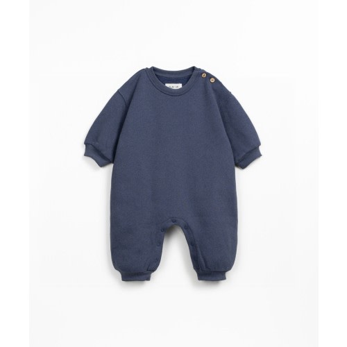 Dark blue jumpsuit in recycled cotton for baby boy - PlayUp