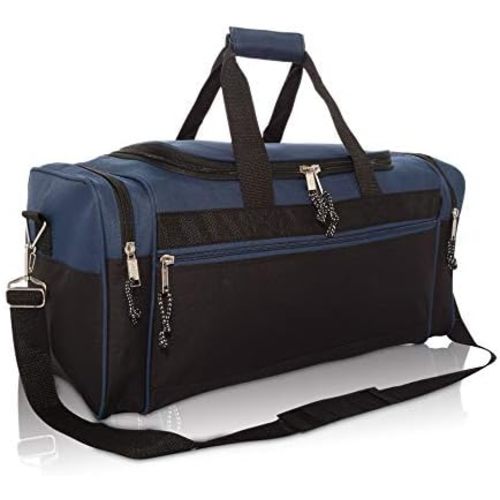 DALIX 21" Blank Sports Duffle Bag Gym Bag Travel Duffel with Adjustable Strap in Navy Blue