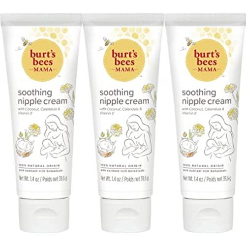 Burt's Bees Mama Soothing Nipple Cream with Coconut, Calendula and Vitamin E, 100% Natural Origin, 1.4 Ounces, Pack of 3