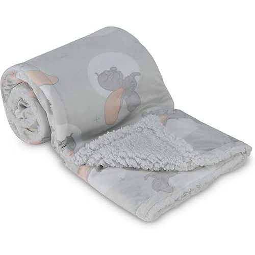 Disney Character Fuzzy Double Sided Mink and Sherpa Baby Blanket, Ultra-Soft and Plush Mink Sherpa Newborn Throw for Infants, Measures 30x40 (Mickey, Minnie, Pooh, Dumbo)