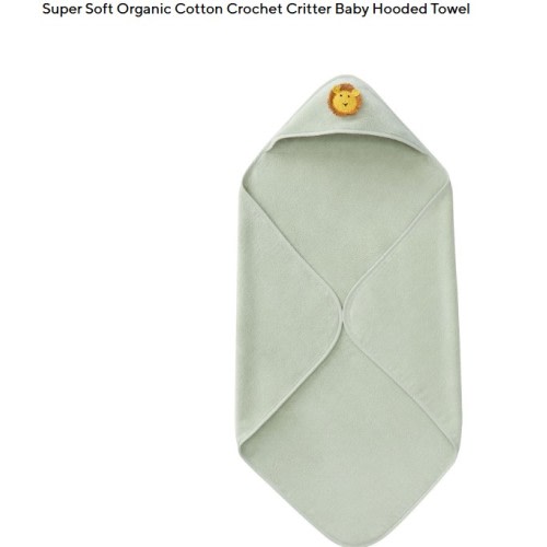 Sage Lion Super Soft Organic Cotton Crochet Critter Baby Hooded Towel & Washcloth Collection