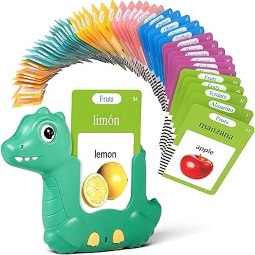 Bilingual Spanish and English Talking Flash Cards for Toddlers 1-3, Montessori Learning Toys with 31 Themes, Pocket Speech Toys for Language Development, Autism Speech Therapy Toys, Sensory Learning