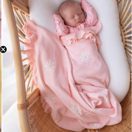 Frill Knit Blanket | Baby Pink Floral – Little and Fern