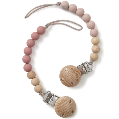 SAMiGO Pacifier Clips for Baby Girls Pacifier Holders Silicone Paci Binky Clips - 2 Pack