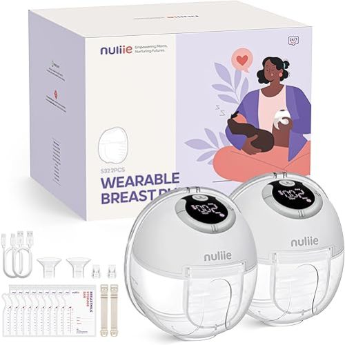 Nuliie Wearable Breastfeeding Pump (2 Packs, White)