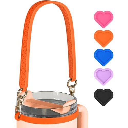 Water Bottle Handle for Stanley - Soft Silicone Holder, Sling, Carrier With Strap - Fits Most 8-40oz Bottles - Compatible With Stanley Cup Accessories