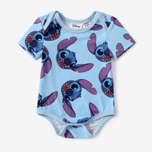 Disney Stitch Baby Boy Character Allover Print Bodysuit Romper