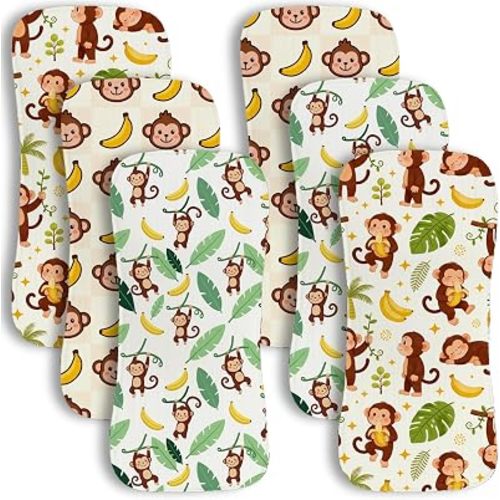6 Pack Burp Cloths Baby Boys Girls with Monkey Banana Pattern,Large Cotton Burp Rags for Newborns Gifts Nursery Decor Extra Soft and Absorbent