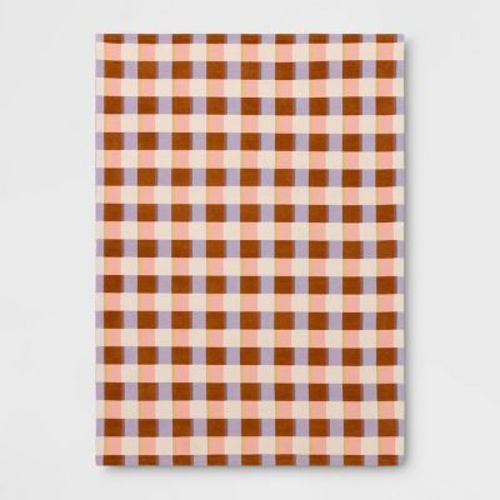 5'x7' Plaid Kids' Rug Pink - Pillowfort™