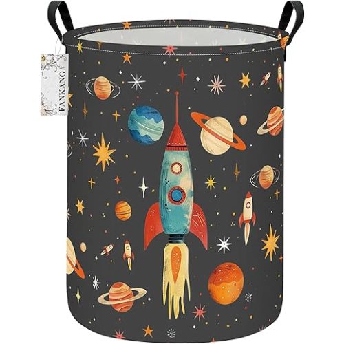 Space rocket Storage Bin Foldable Nursery Basket