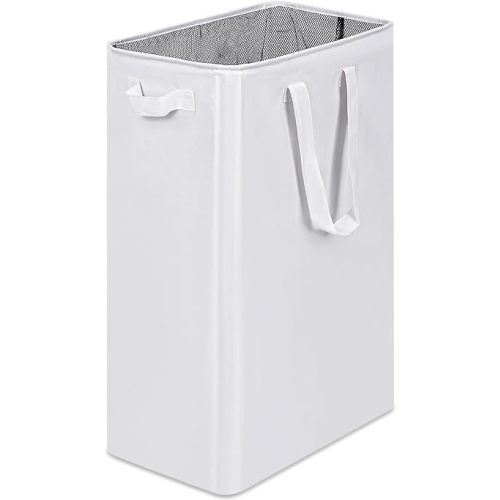 efluky Slim Laundry Basket, Narrow Laundry Hamper with Handles, Collapsible Dirty Clothes Hamper, Tall Laundry Bin for Laundry Room, Dorm and Bedroom, 12.7 Gallons(75L) White