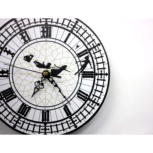 Peter Pan - Big Ben Wall Clock - Baby Room - Nursery Room - Teens Room Decor - Optional RGB LED 5V Backlit