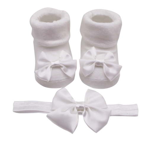 AJIWYH Baby Socks,Children Kids Socks Soft Bottom Toddler Shoes Socks Bowkot Princess Socks Floor Socks 1PC Socks + 1PC Bow Hairband Baby Girl Socks 0-3 Months White,0 Months
